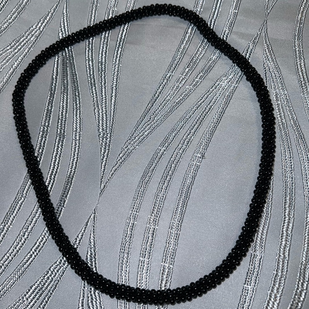 Vintage Hand Crafted Black Beaded Necklace